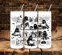 Spooky Library black UV DTF tumbler wraps