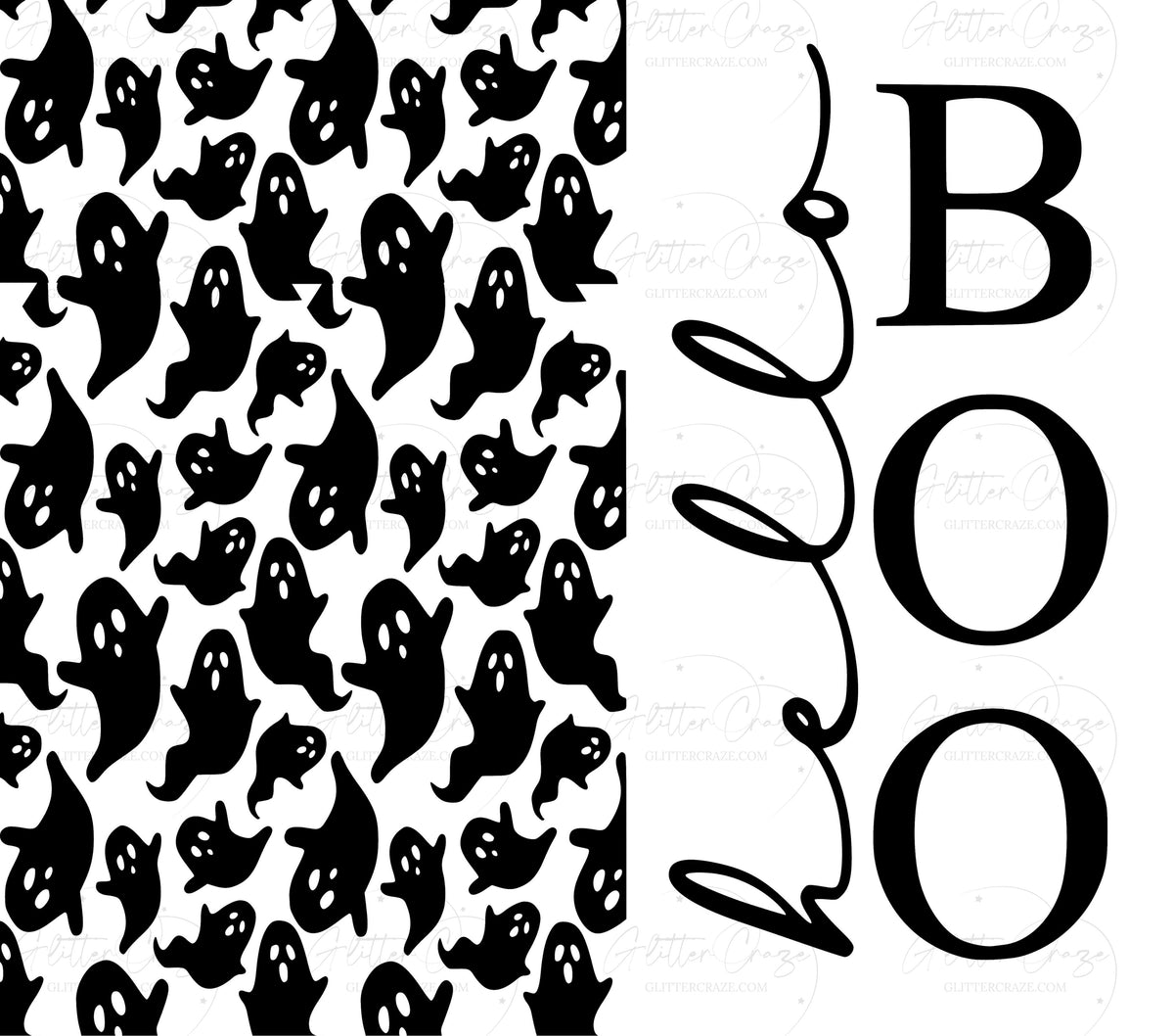 Hello Boo black UV DTF tumbler wraps