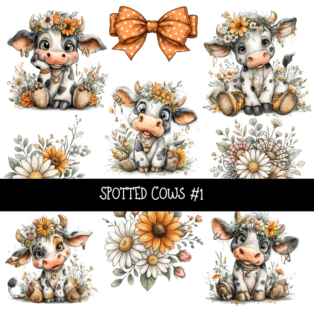 Spotted Cows UV DTF Decal sheets 2 Designs available