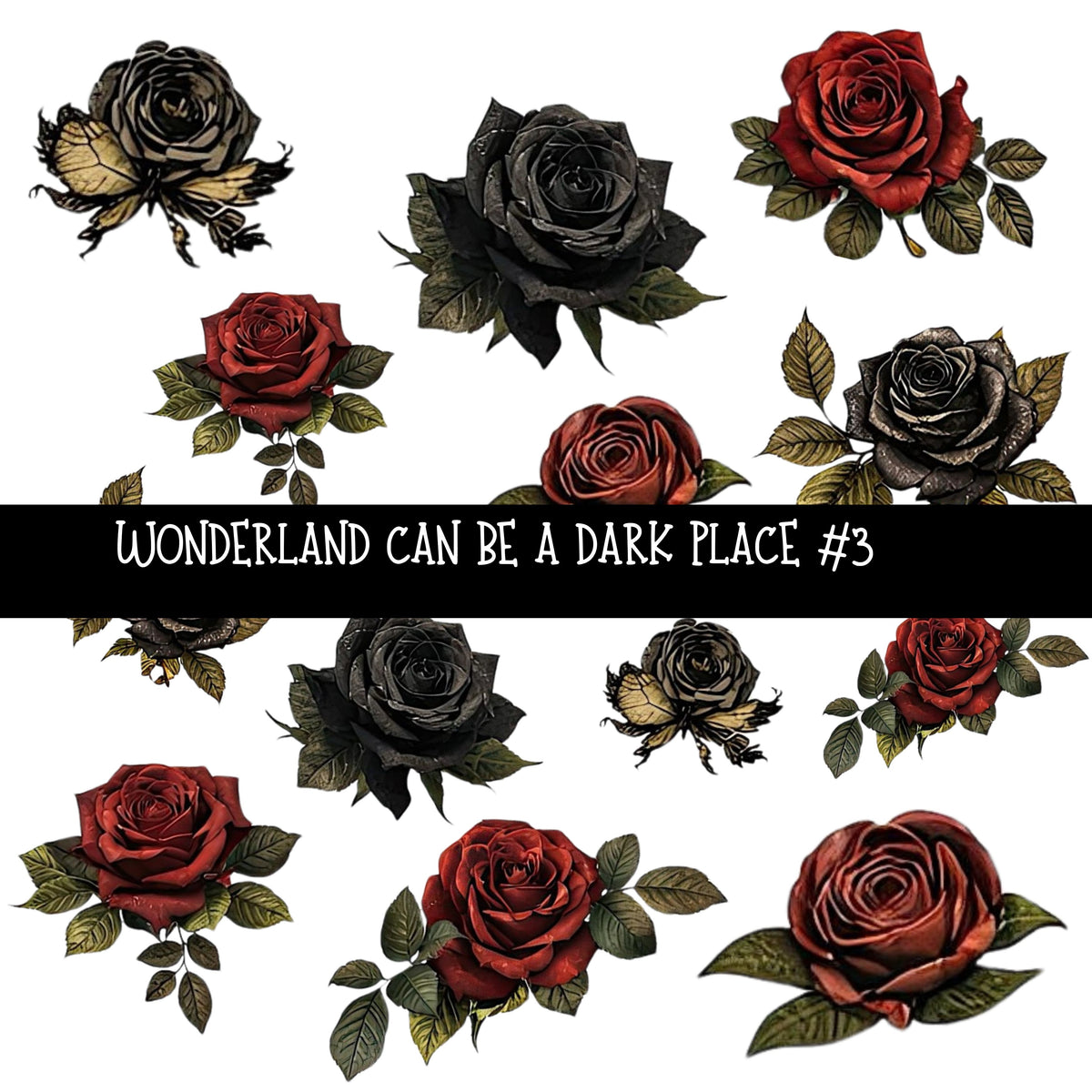 wonderland can be a dark place Torn Pages - UV DTF Decal sheet