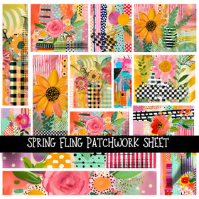 Spring Fling Patchwork precut vinyl sheet available in 12x12 or 6x6 sizes