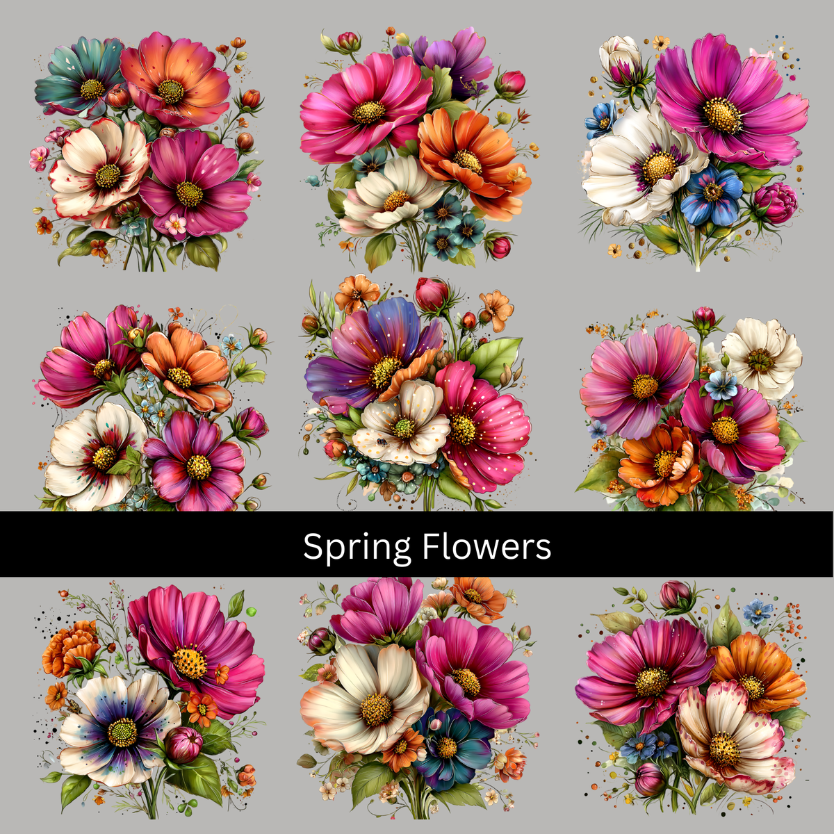 Spring Flowers UV DTF Decal sheets
