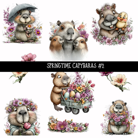 Springtime Capybaras - UV DTF Decal sheets