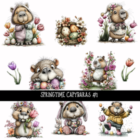 Springtime Capybaras - UV DTF Decal sheets