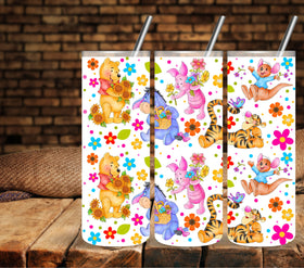 Springtime Pooh UV DTF tumbler wraps 20oz