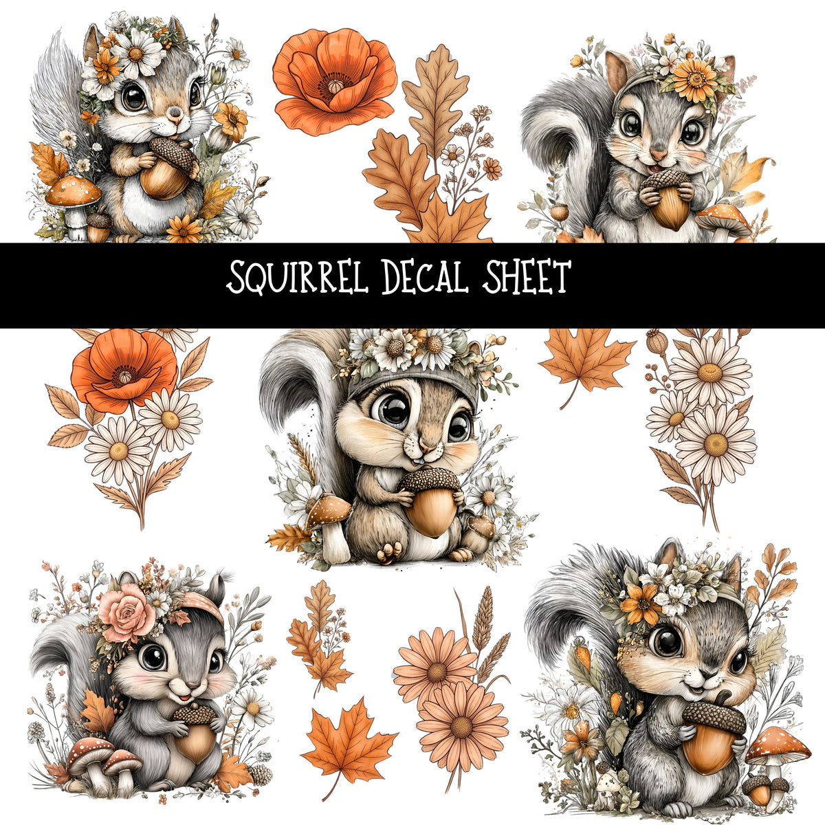 Squirrel UV DTF Decal sheets