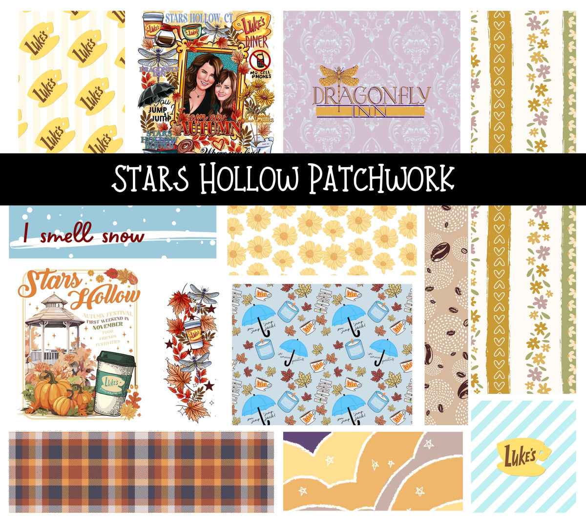 Stars Hollow Doodle Patchwork Set