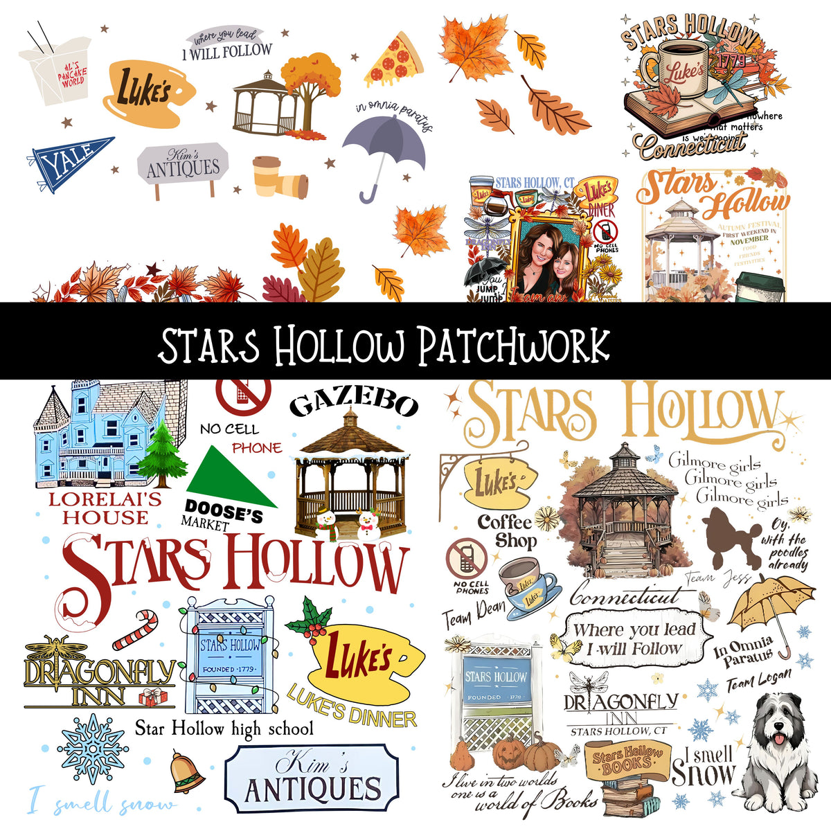 Stars Hollow Doodle Patchwork Set