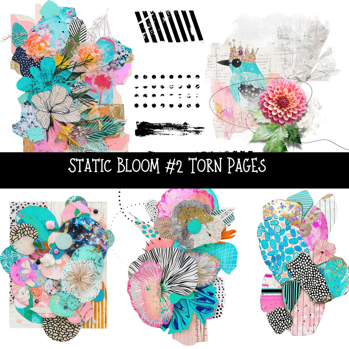 Static Bloom Torn Pages UV DTF Decal sheets 10 designs available