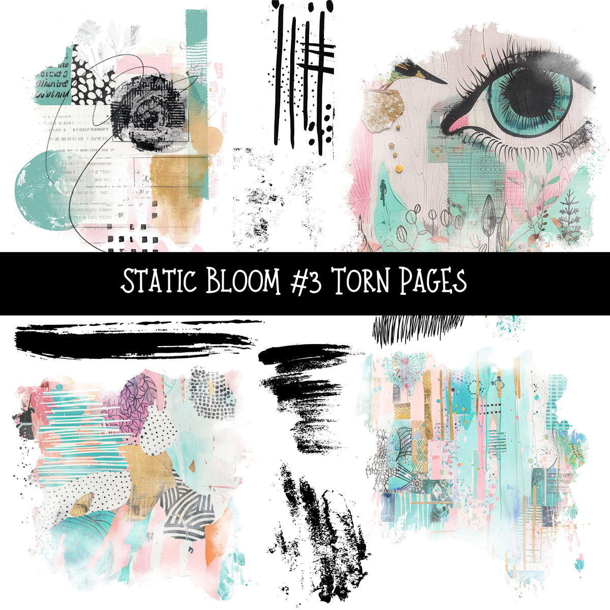 Static Bloom Torn Pages UV DTF Decal sheets 10 designs available