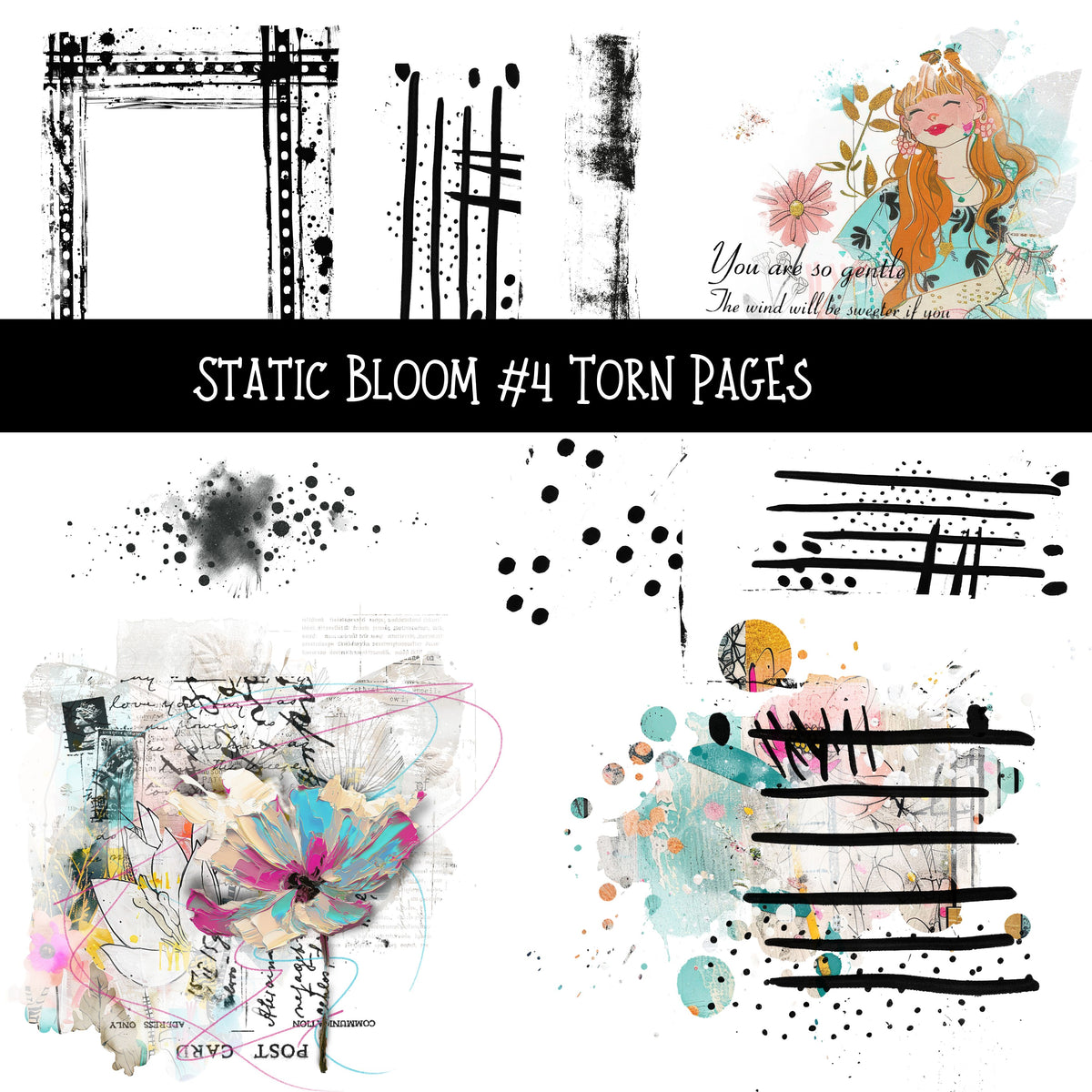 Static Bloom Torn Pages UV DTF Decal sheets 10 designs available