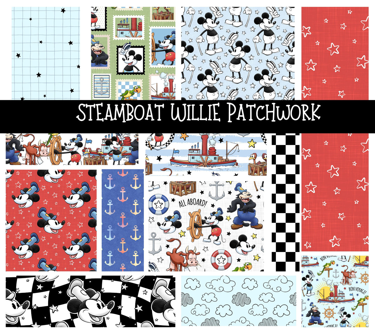 Steamboat Willie Doodle Patchwork Set