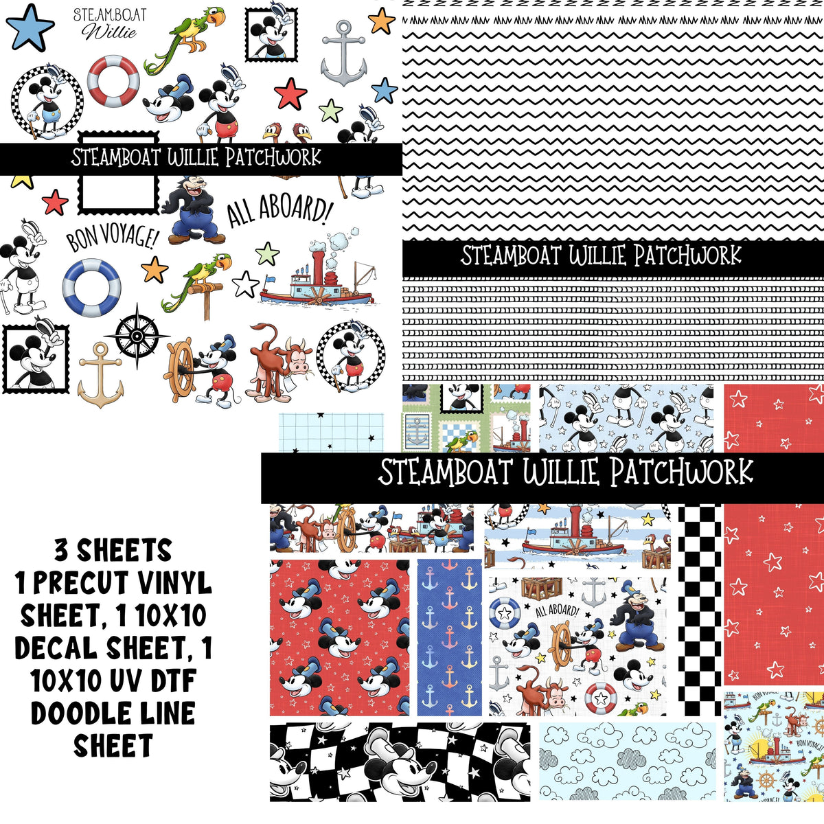 Steamboat Willie Doodle Patchwork Set