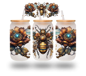 Steampunk Bee UV DTF 16oz Libbey wrap