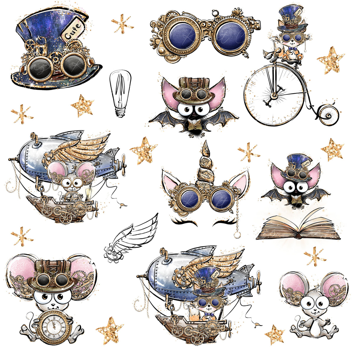 Steampunk Wonders UV DTF Decal Sheets-2 Design Options