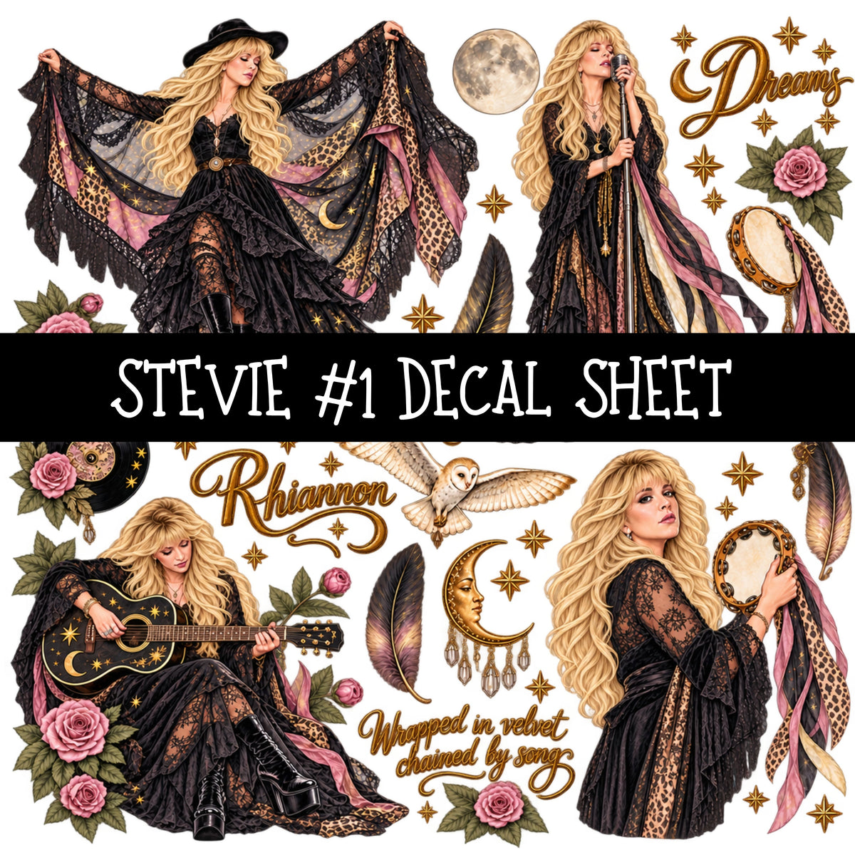 Stevie UV DTF Decal sheets 9 Designs available
