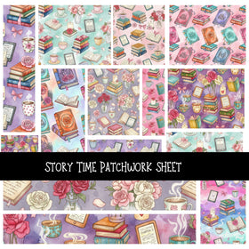 Story Time Patchwork precut vinyl sheet available in 12x12 or 6x6 sizes