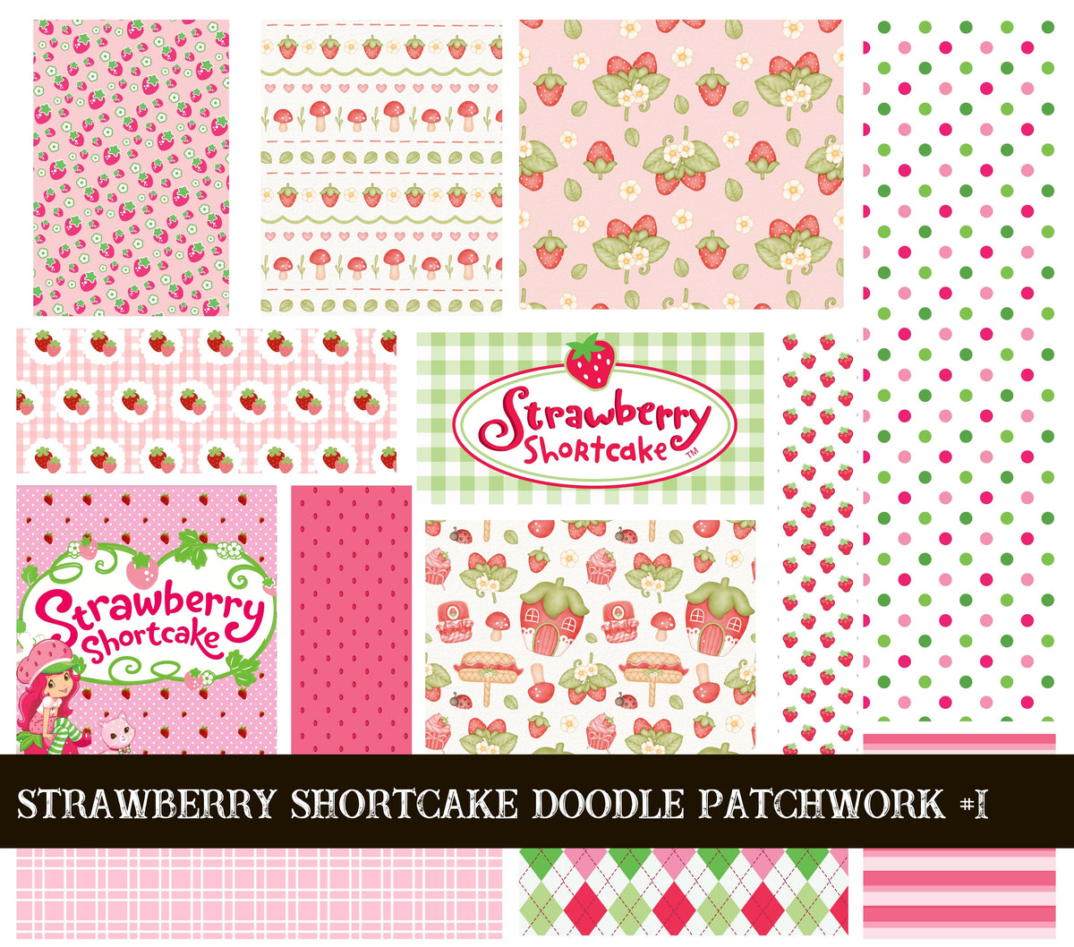 Strawberry Shortcake Doodle Patchwork Sets 2 styles available