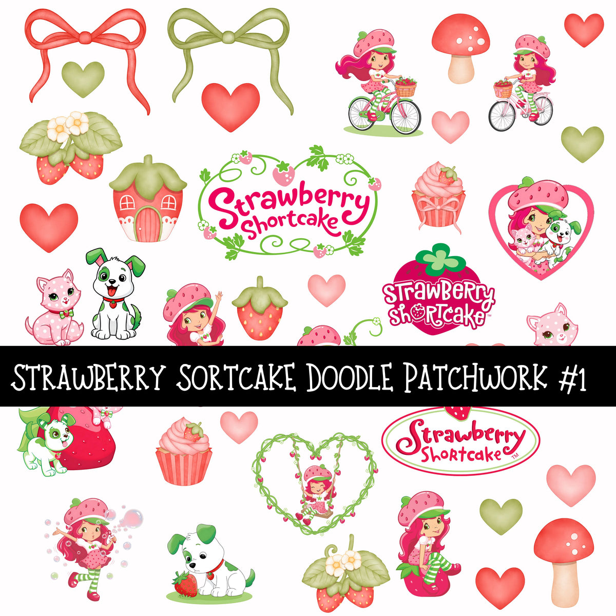 Strawberry Shortcake Doodle Patchwork Sets 2 styles available