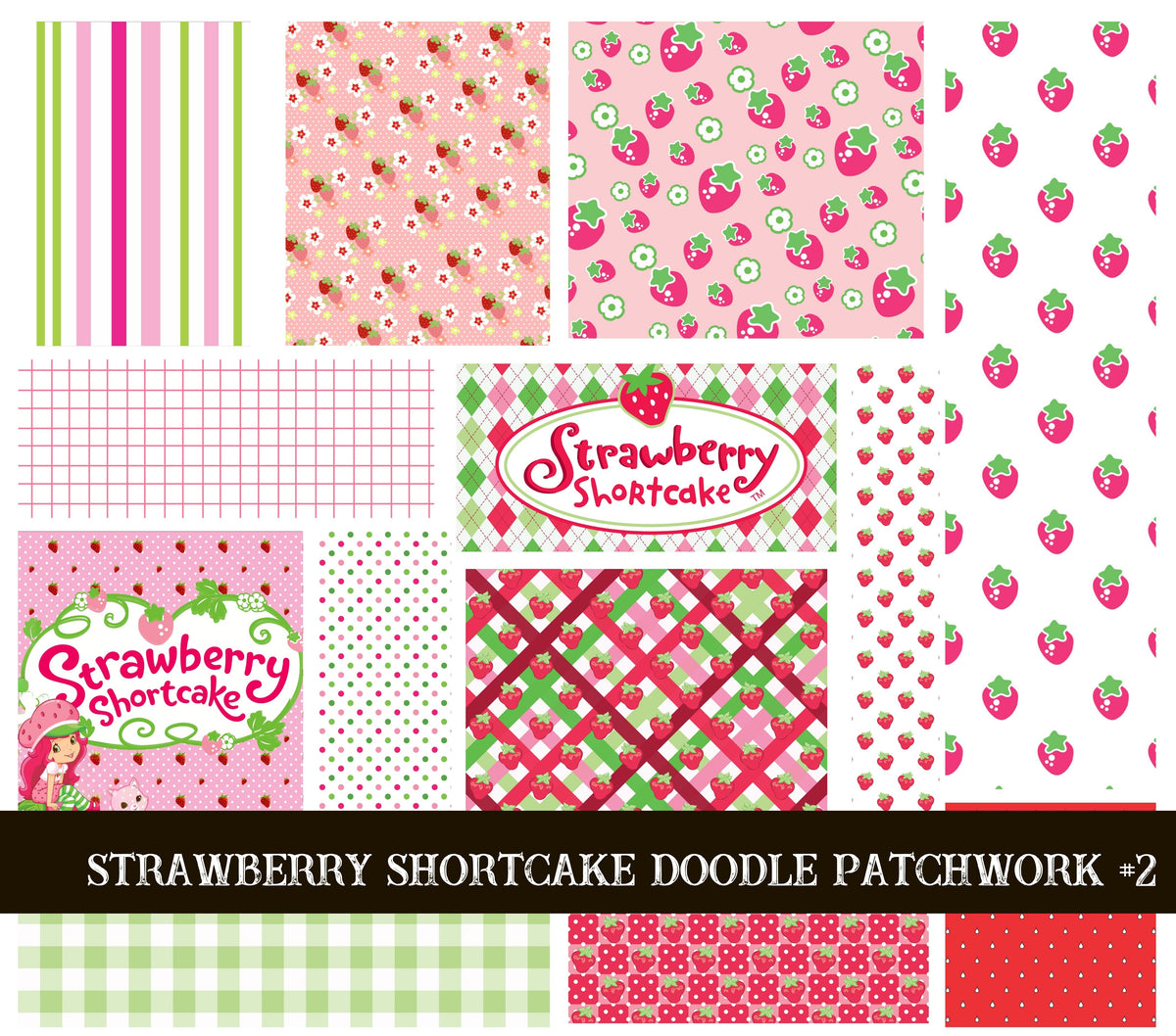 Strawberry Shortcake Doodle Patchwork Sets 2 styles available