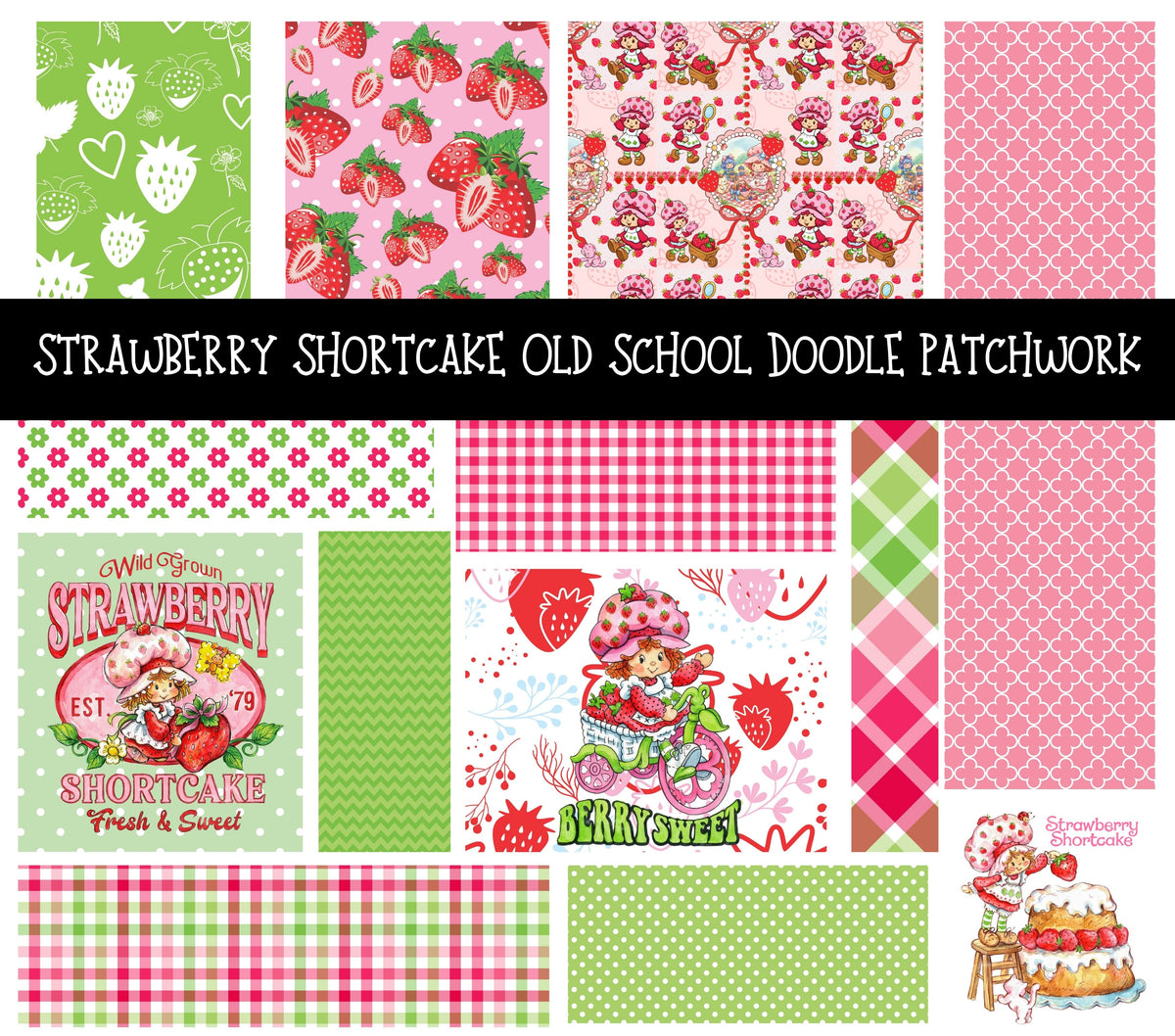 Strawberry Shortcake Old School Doodle Patchwork Set