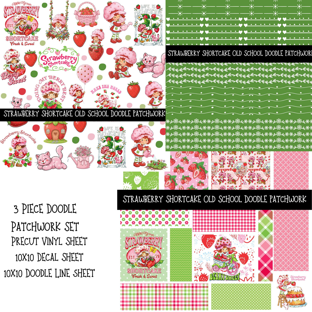 Strawberry Shortcake Old School Doodle Patchwork Set