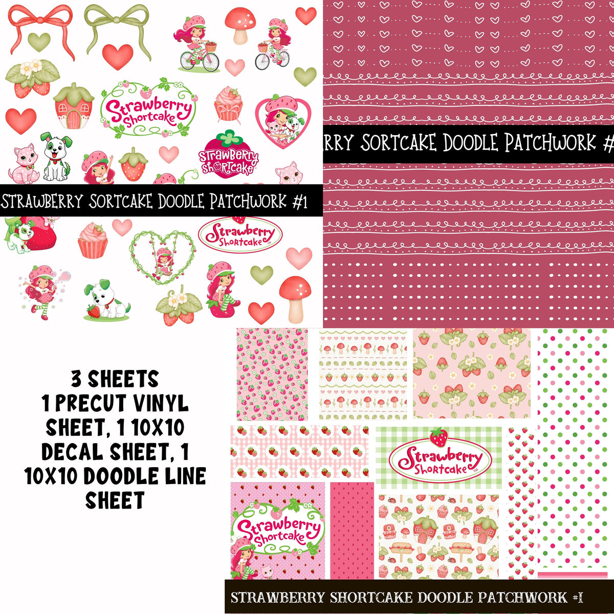 Strawberry Shortcake Doodle Patchwork Sets 2 styles available