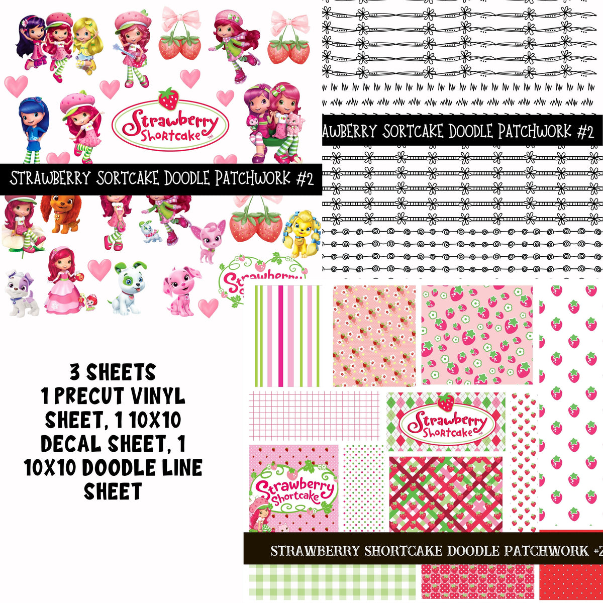 Strawberry Shortcake Doodle Patchwork Sets 2 styles available