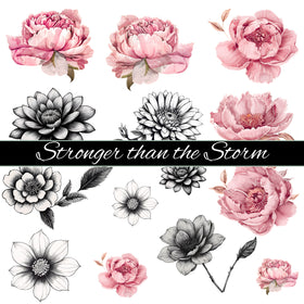 Stronger than the storm flowers UV DTF Decal Sheets