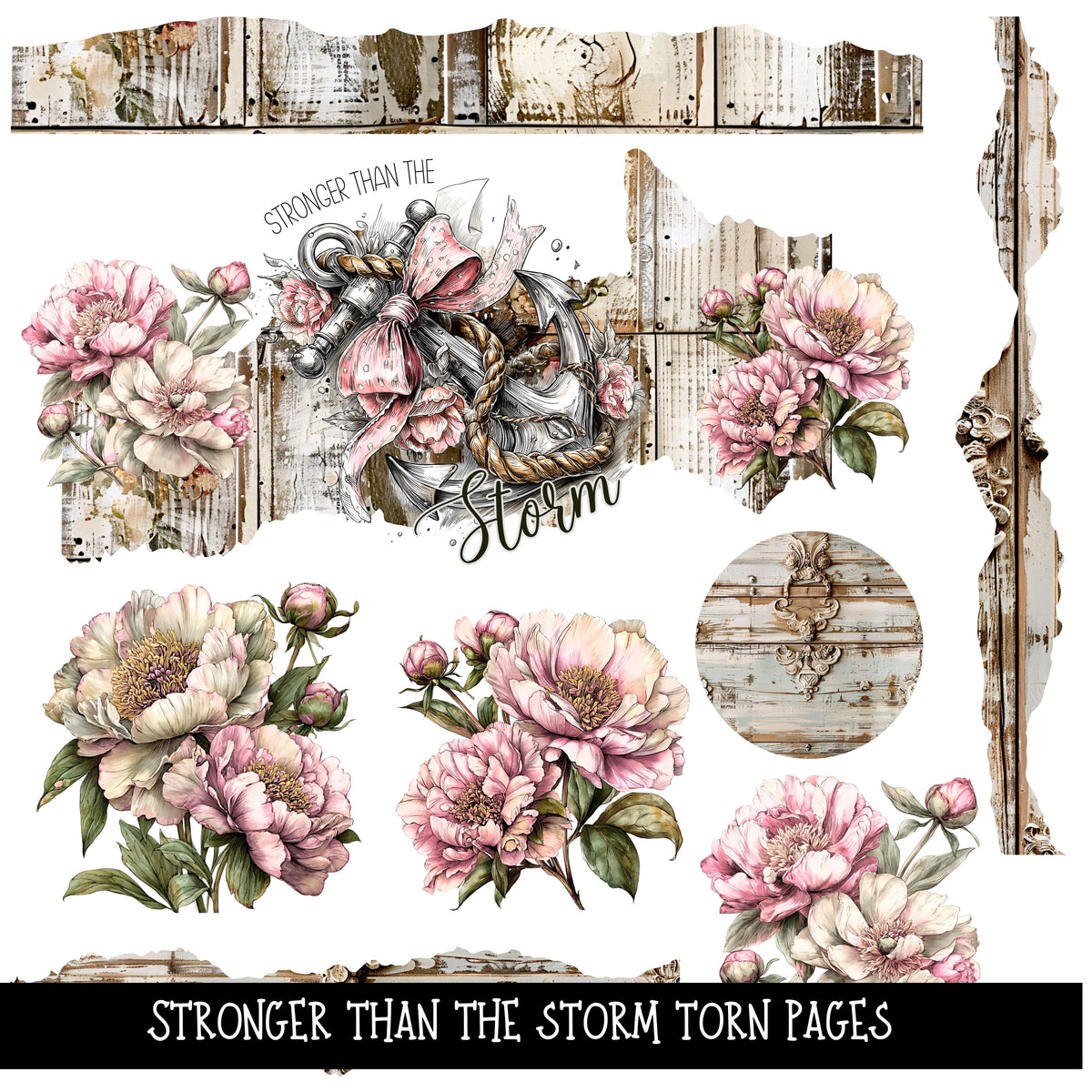 Stronger than the Storm Torn pages UV DTF Decal sheets