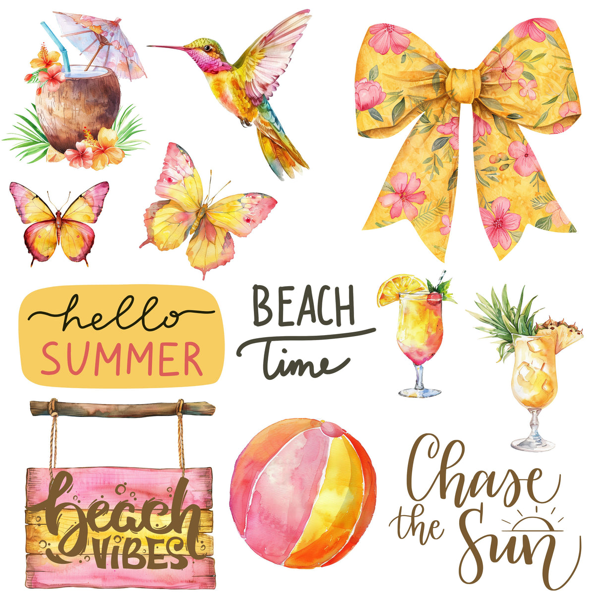 Summer Paradise UV DTF Decal Sheets- 2 Design Options