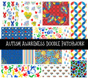 Autism Awareness Doodle Patchwork Set