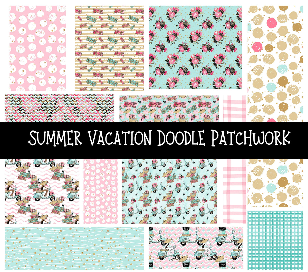 Summer Vacation Doodle Patchwork Set