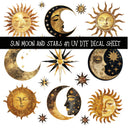 Sun Moon and Stars  UV DTF Decal sheets 3 Design Options