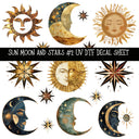 Sun Moon and Stars  UV DTF Decal sheets 3 Design Options