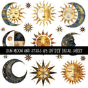 Sun Moon and Stars  UV DTF Decal sheets 3 Design Options