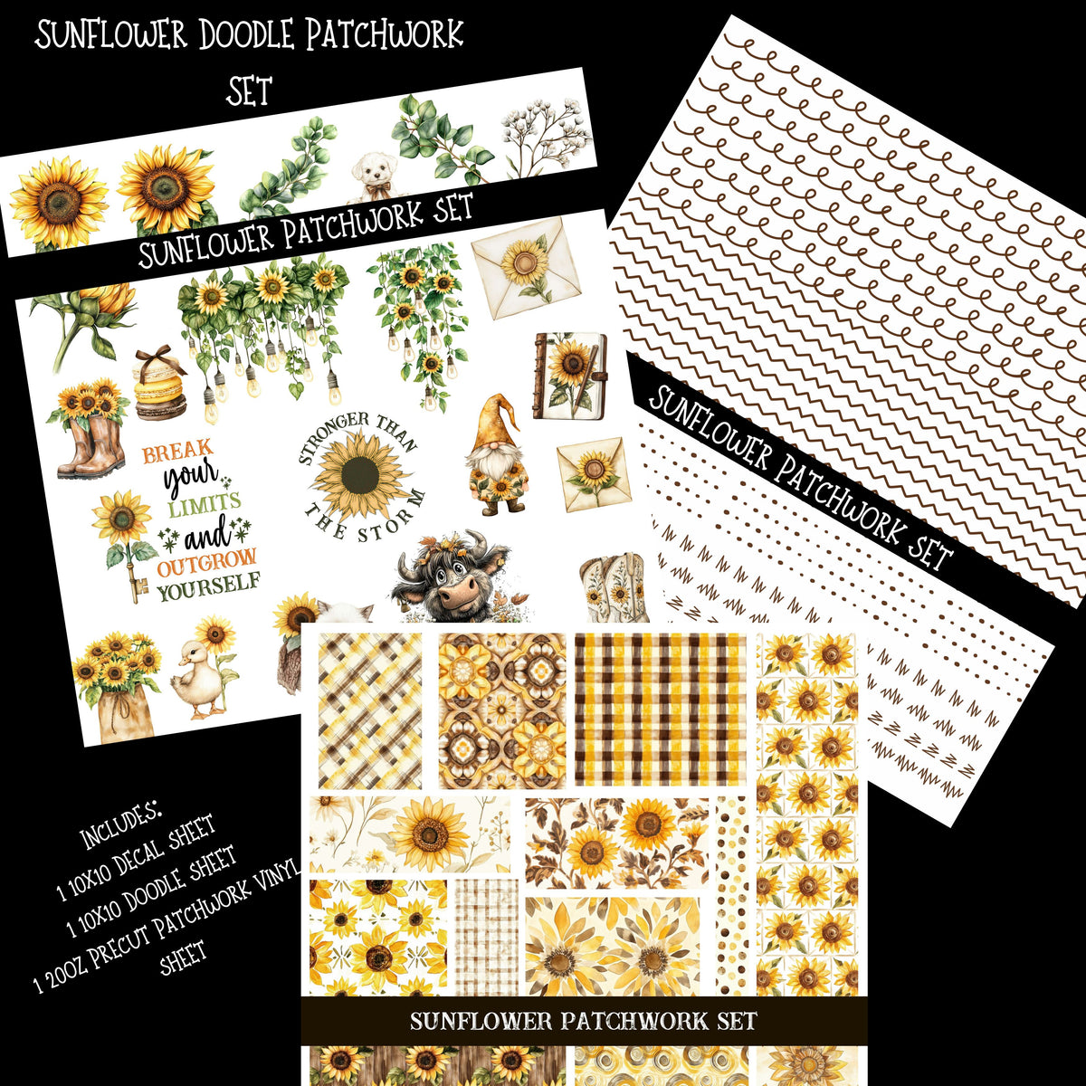 Sunflower Doodle Patchwork Set
