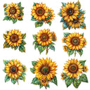 Sunflower watercolor UV DTF Decal accent Sheet 10x10