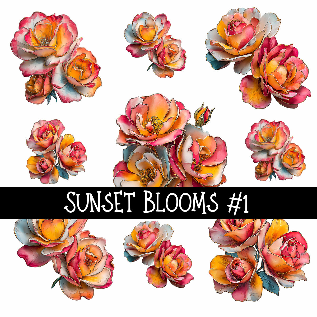 Sunset Blooms Collection UV Decal sheets 3 to choose from