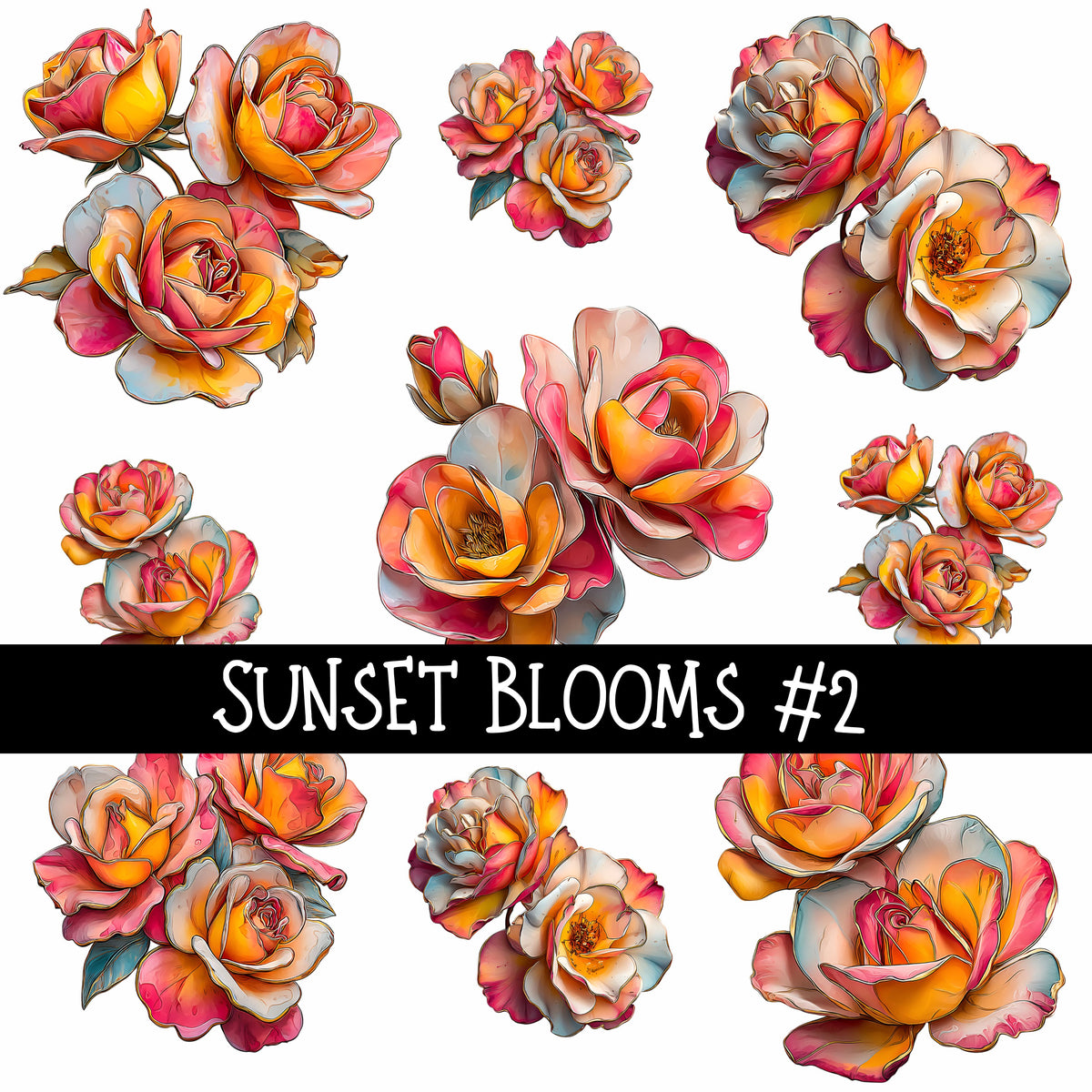Sunset Blooms Collection UV Decal sheets 3 to choose from