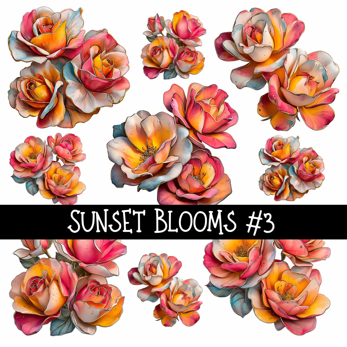 Sunset Blooms Collection UV Decal sheets 3 to choose from