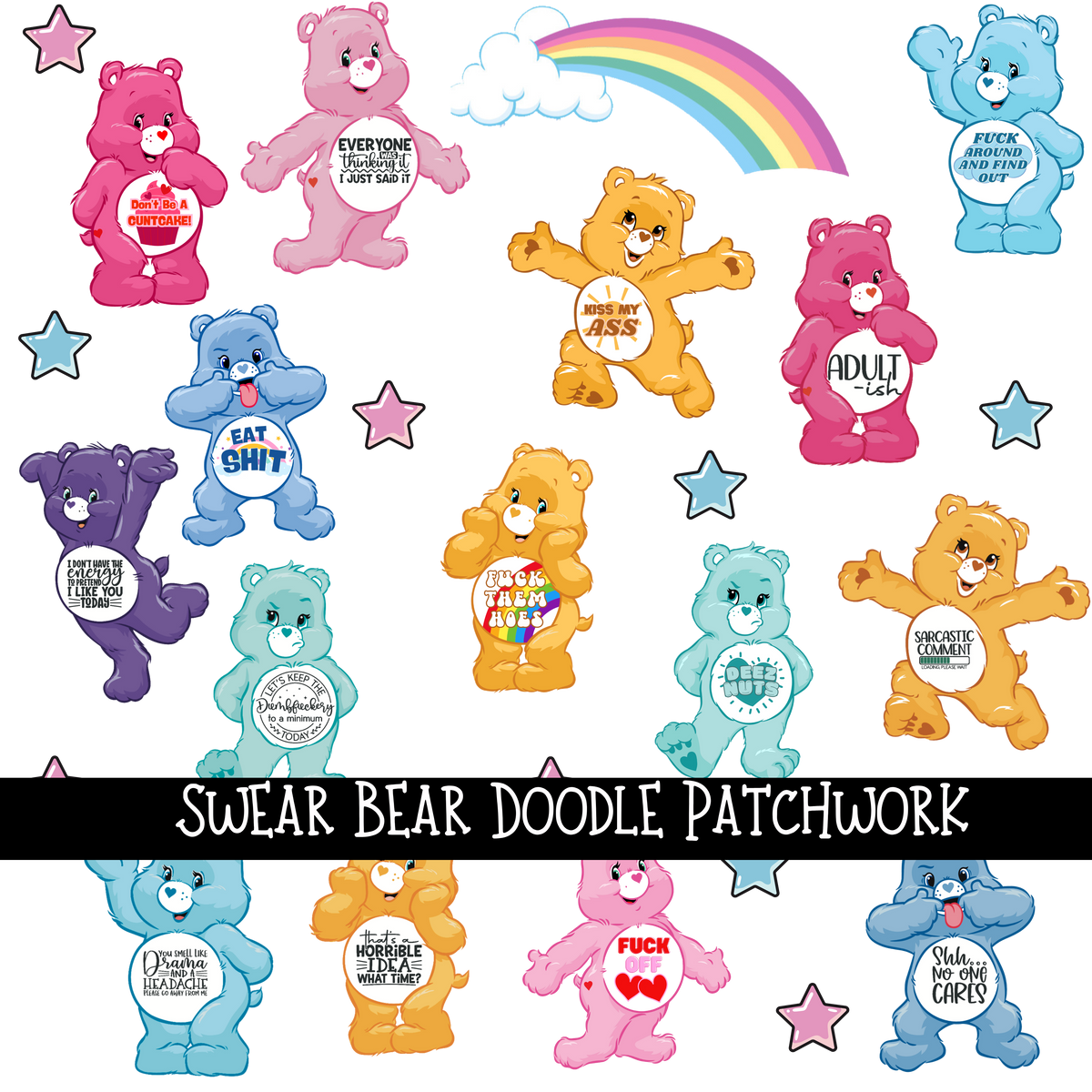 Swear Bears Doodle Patchwork Set