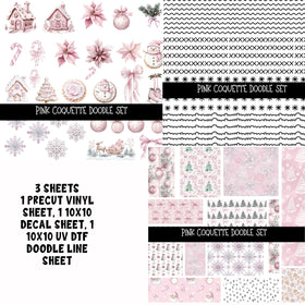 Pink Coquette Doodle Patchwork Set