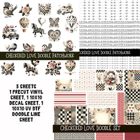 Checkered Love Doodle Patchwork Set