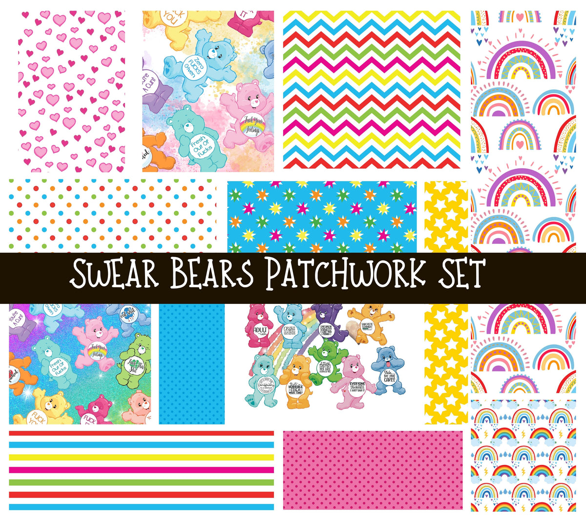 Swear Bears Doodle Patchwork Set