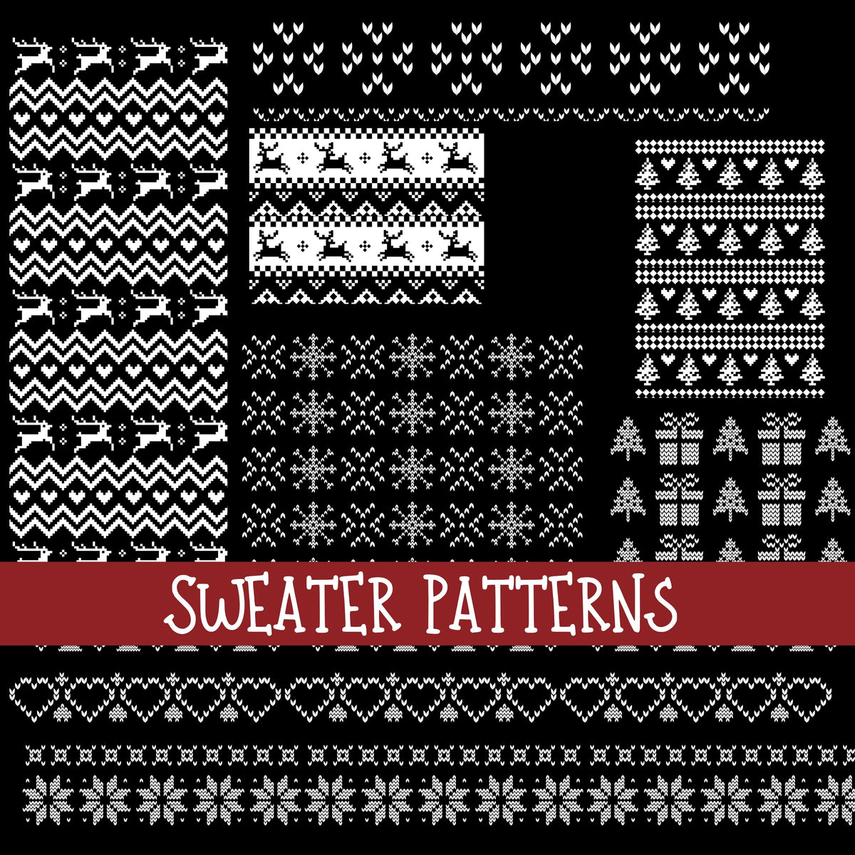 Sweater Patterns white UV Decal sheet