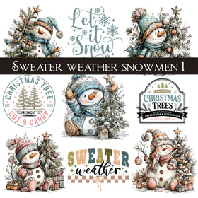 Sweater weather snowmen UV DTF Decal Sheets 5 design options