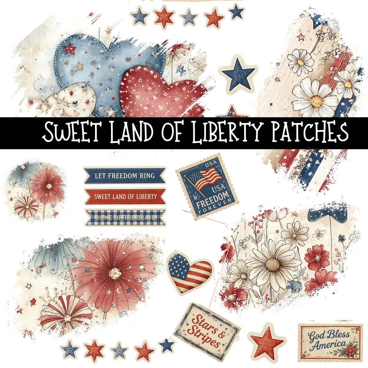 Sweet Land of Liberty Patches UV DTF Decal sheets