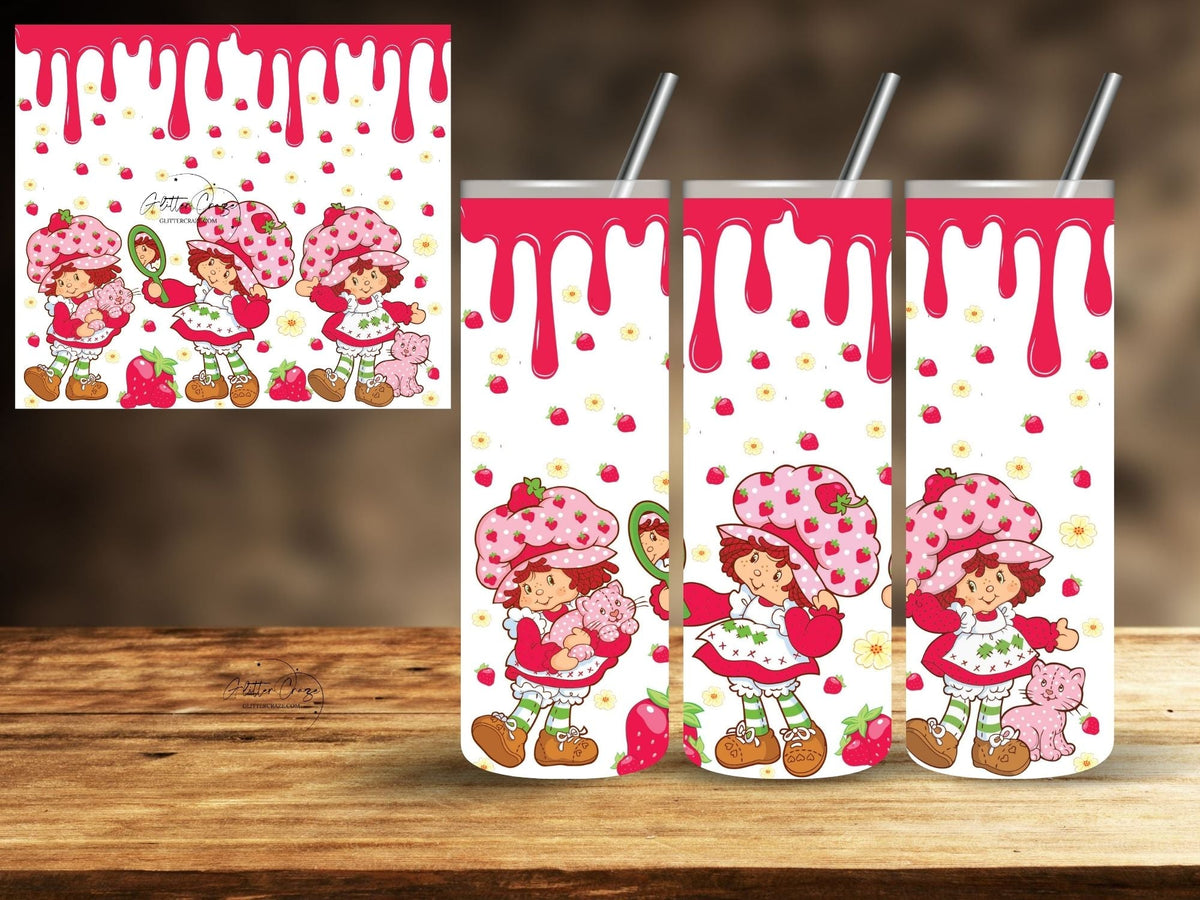 Strawberry Shortcake UV DTF Tumbler wrap- This has a transparent background