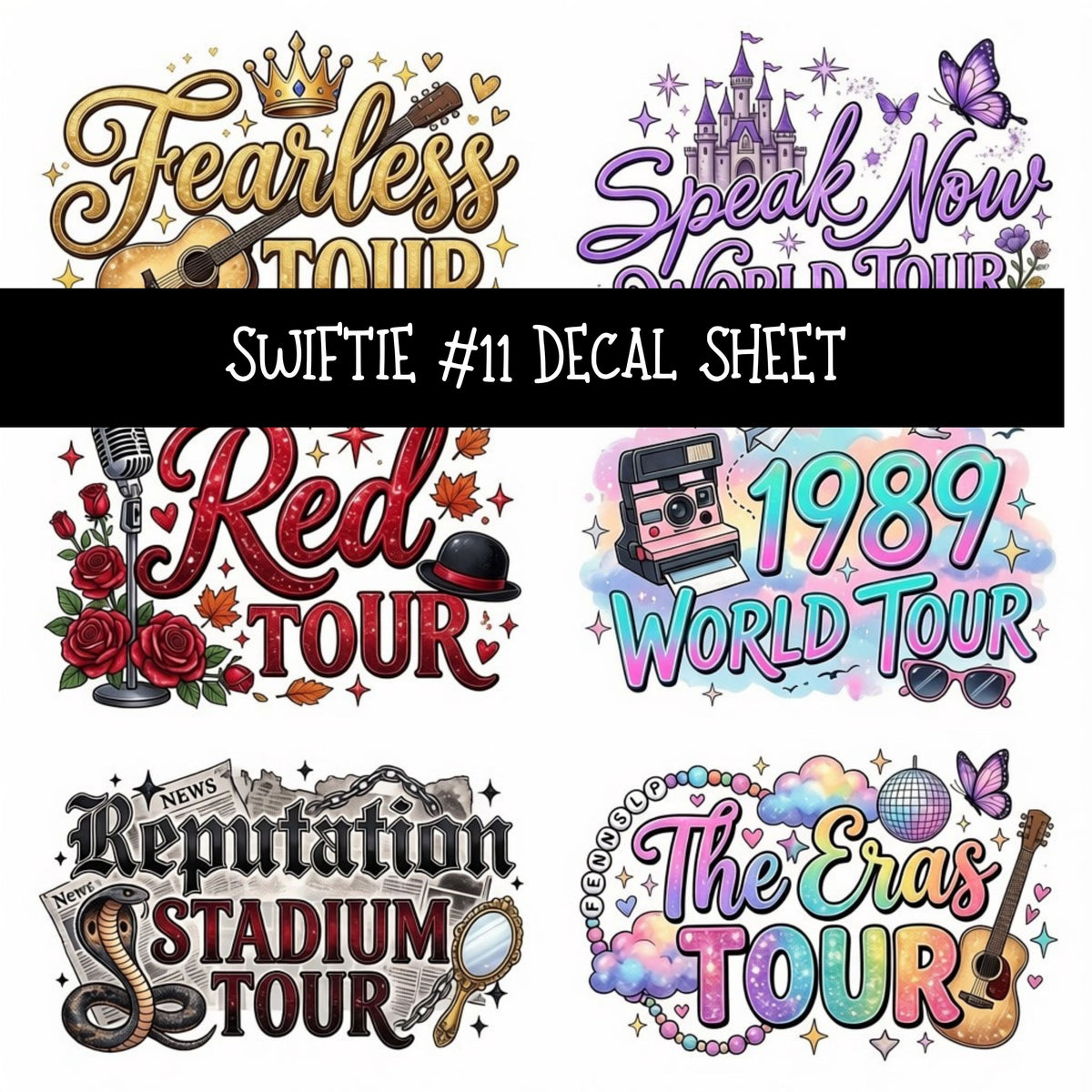 Swiftie UV DTF Decal sheets 13 Designs available
